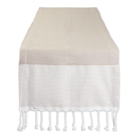 Fastfood 15 x 108 in. Stone Bordered Dobby Table Runner FA2567954